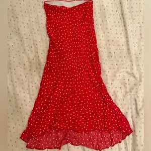 Anthropologie polka dot red maxi skirt
